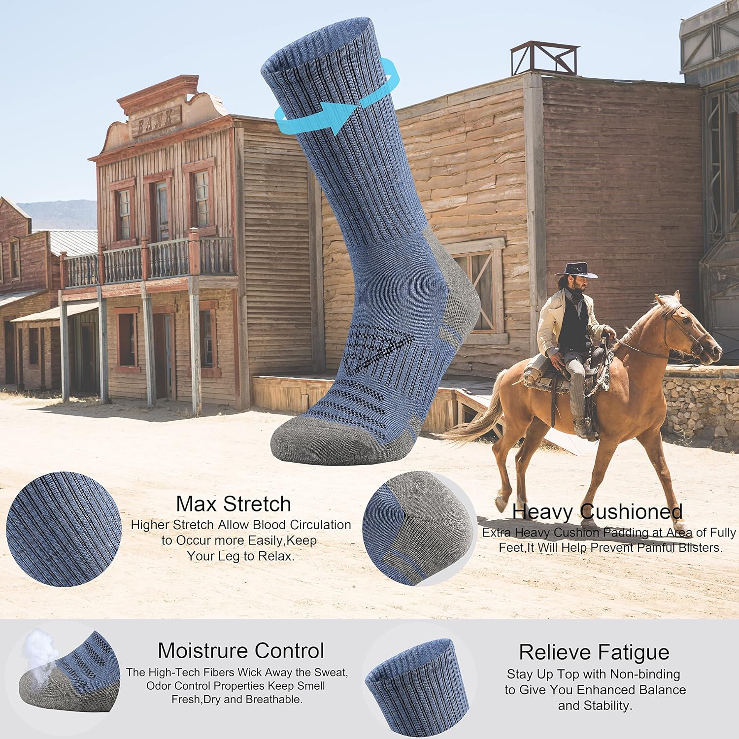 Ortis Cotton Cushion Crew Athletic Socks for Men Work Boot Sports Exercise