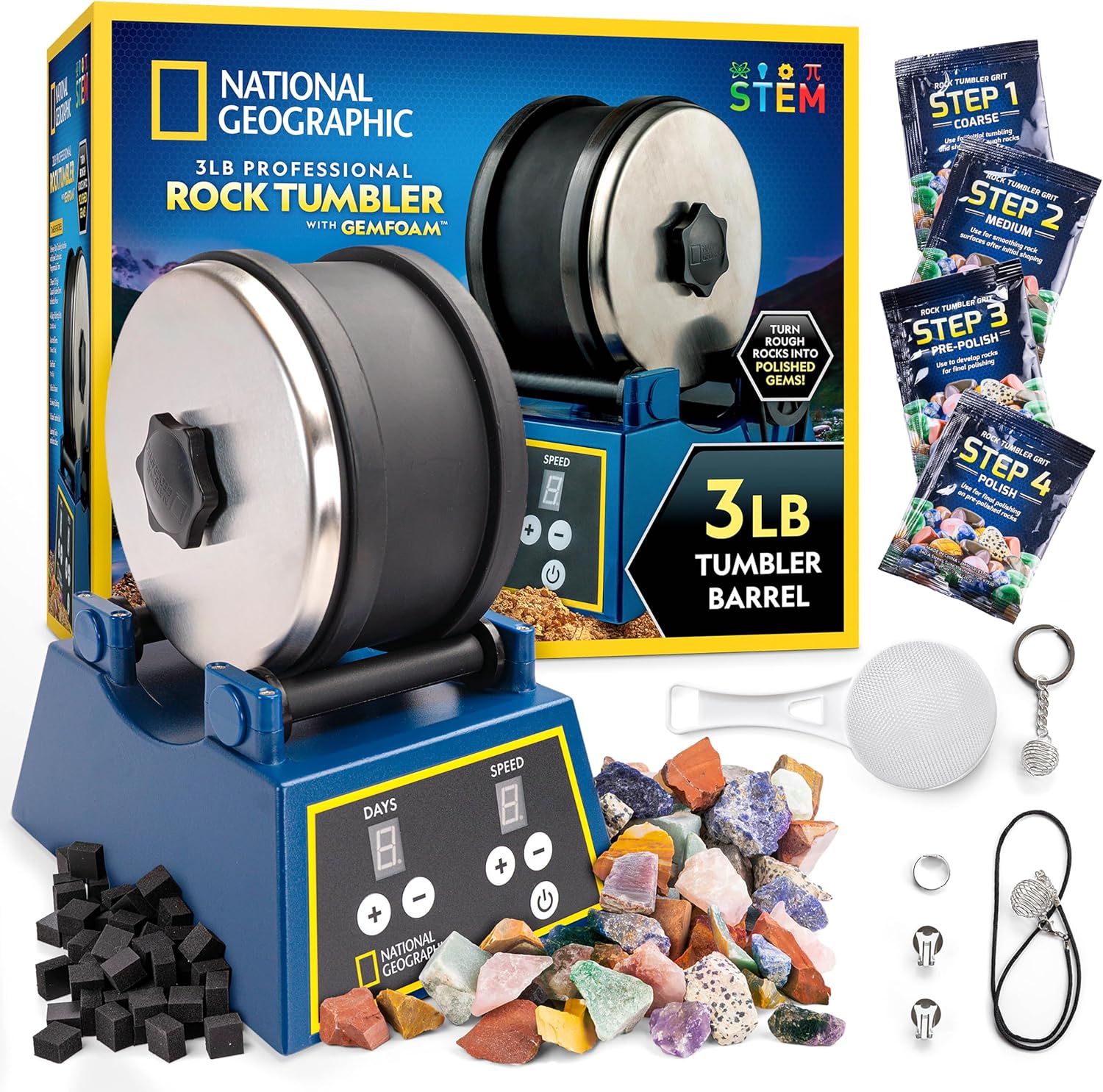 National Geographic 3 Lb. Rock Tumbler Kit for Kids and Adult Beginners