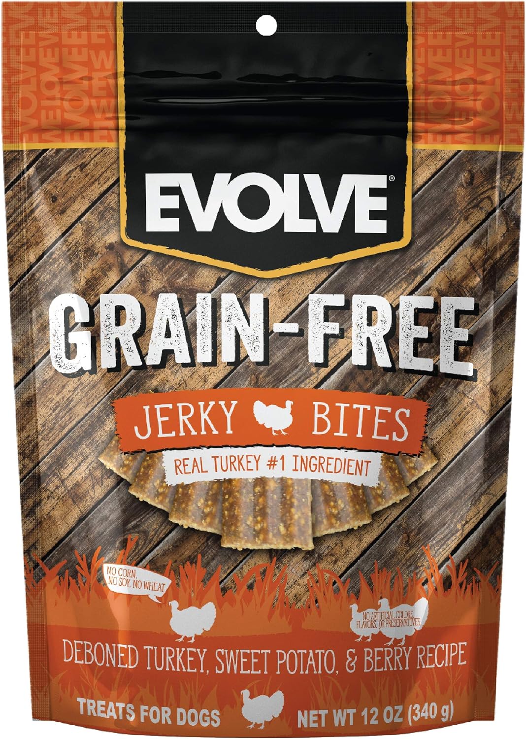Evolve Grain Free Salmon and Sweet Potato Jerky Bites Dog Treats