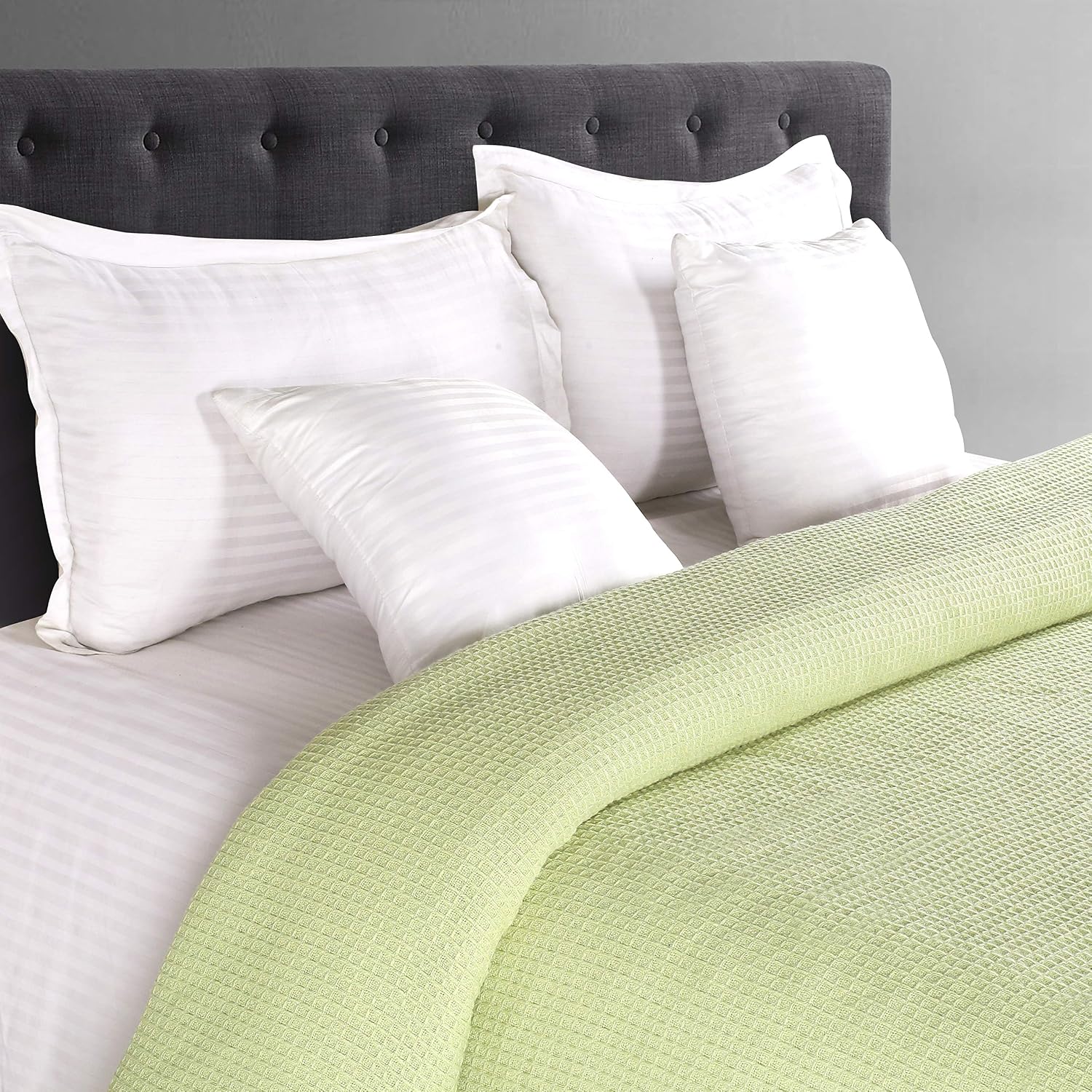 Glamburg 100% Cotton Thermal Bed Blanket, Soft Waffle, Queen Size, All Season, Navy Blue