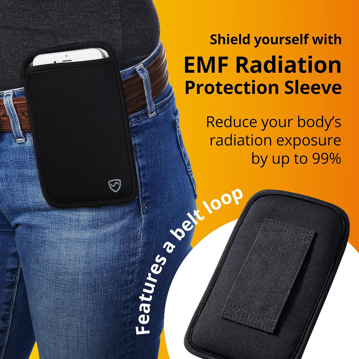 SYB Shield Your Body Anti Radiation Cell Phone Pouch, Cell Phone Sleeves for Blocking EMF, Radiation Blocker for Cell Phone, Black, XL, for Phones Up to 3.25-inches Wide (7 x 4.25 Inches Pouch Size)