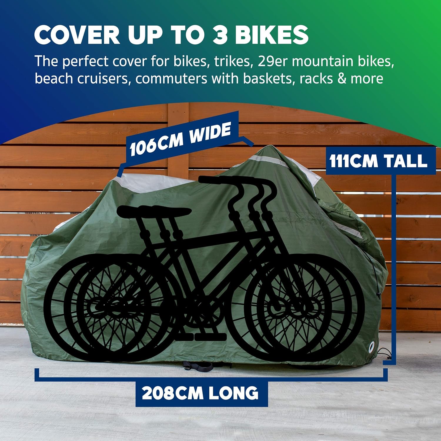 YardStash Bike Cover – XXL Reflective Bicycle Covers for Outside Storage - Waterproof & Weatherproof Garden Tarp Shelters for Bikes, Trikes, 29ers