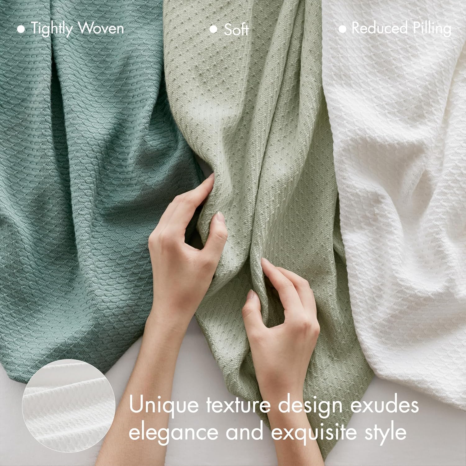 Madison Park 100% Egyptian Cotton Summer Blanket Full Queen Size Teal