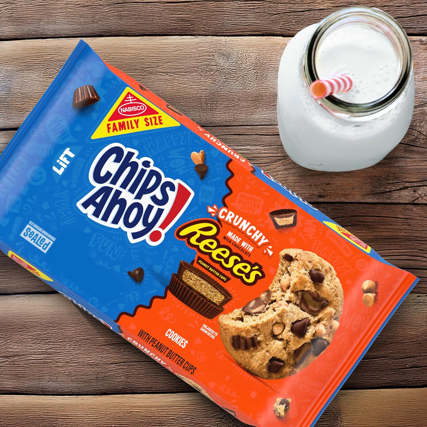 CHIPS AHOY! Reese’s Peanut Butter Cup Chocolate Chip Cookies, Family Size, 14.25 oz