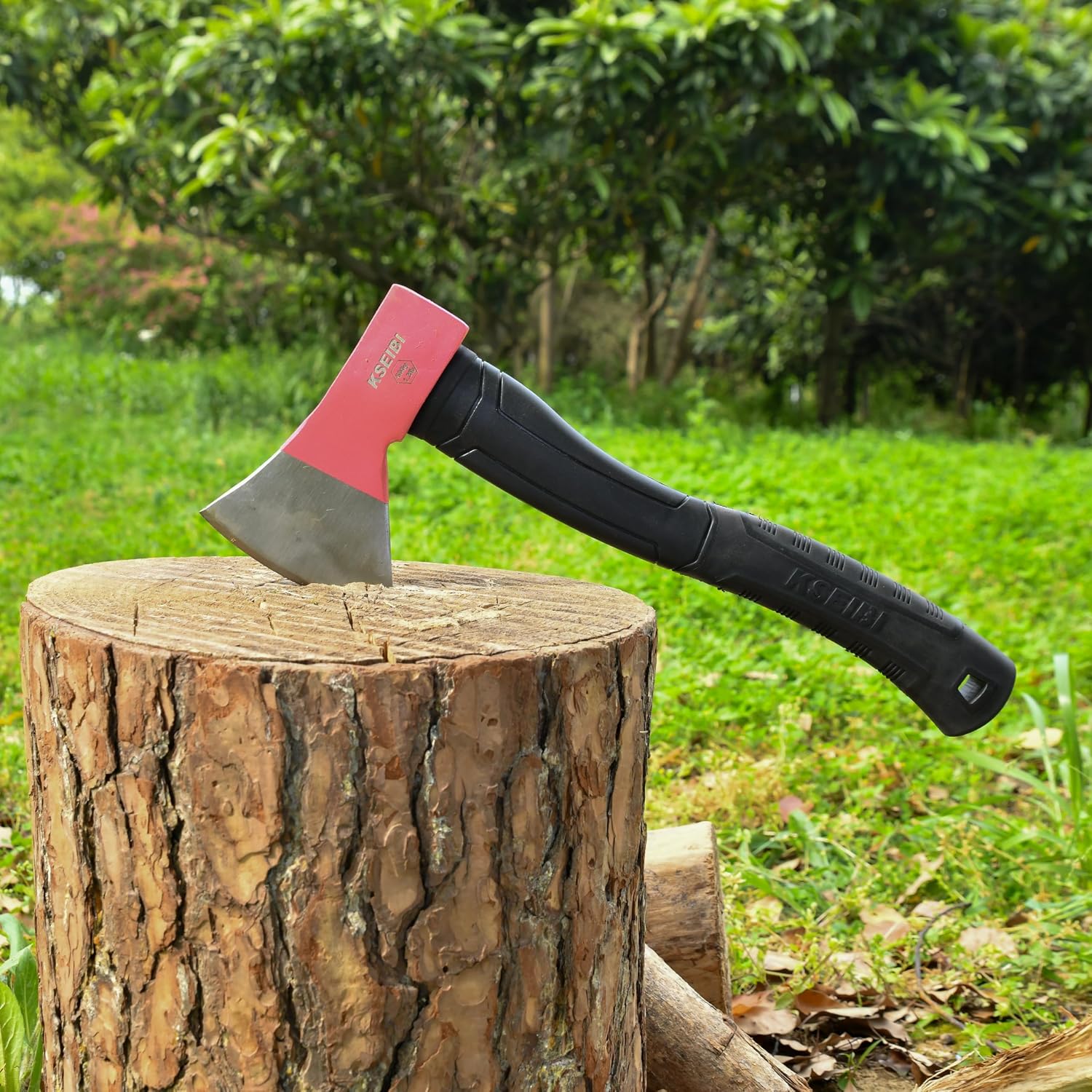 KSEIBI Wood Axe, Small Outdoor Camp Hatchet for Splitting and Kindling Wood