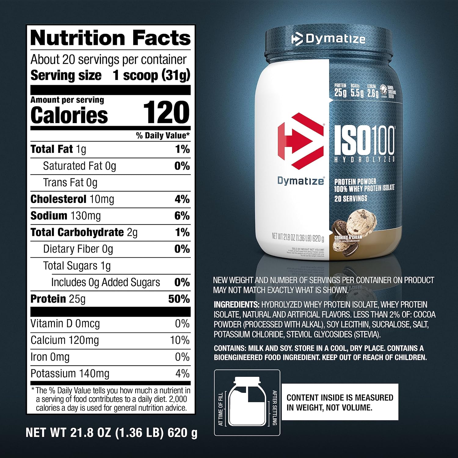 Dymatize ISO100 Protein Powder, 100% Whey Isolate, Gourmet Chocolate | 25g Protein, Hydrolyzed, Fast-Absorbing, Supports Muscle Health, 5.5g BCAAs, Gluten-Free, 76 Servings, 5 lb