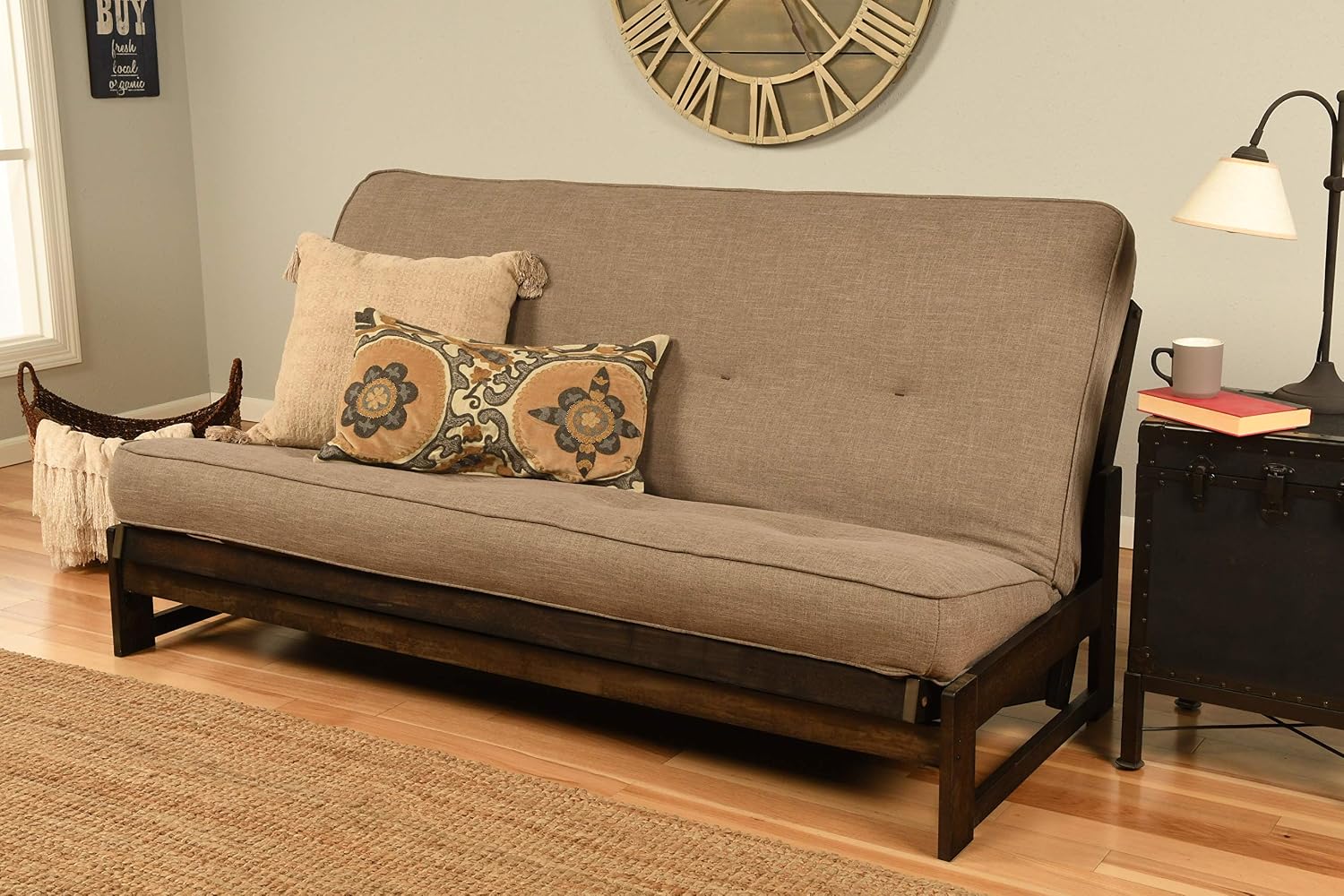 Kodiak Furniture Aspen Futon Set with Reclaim Mocha Finish, Suede Black