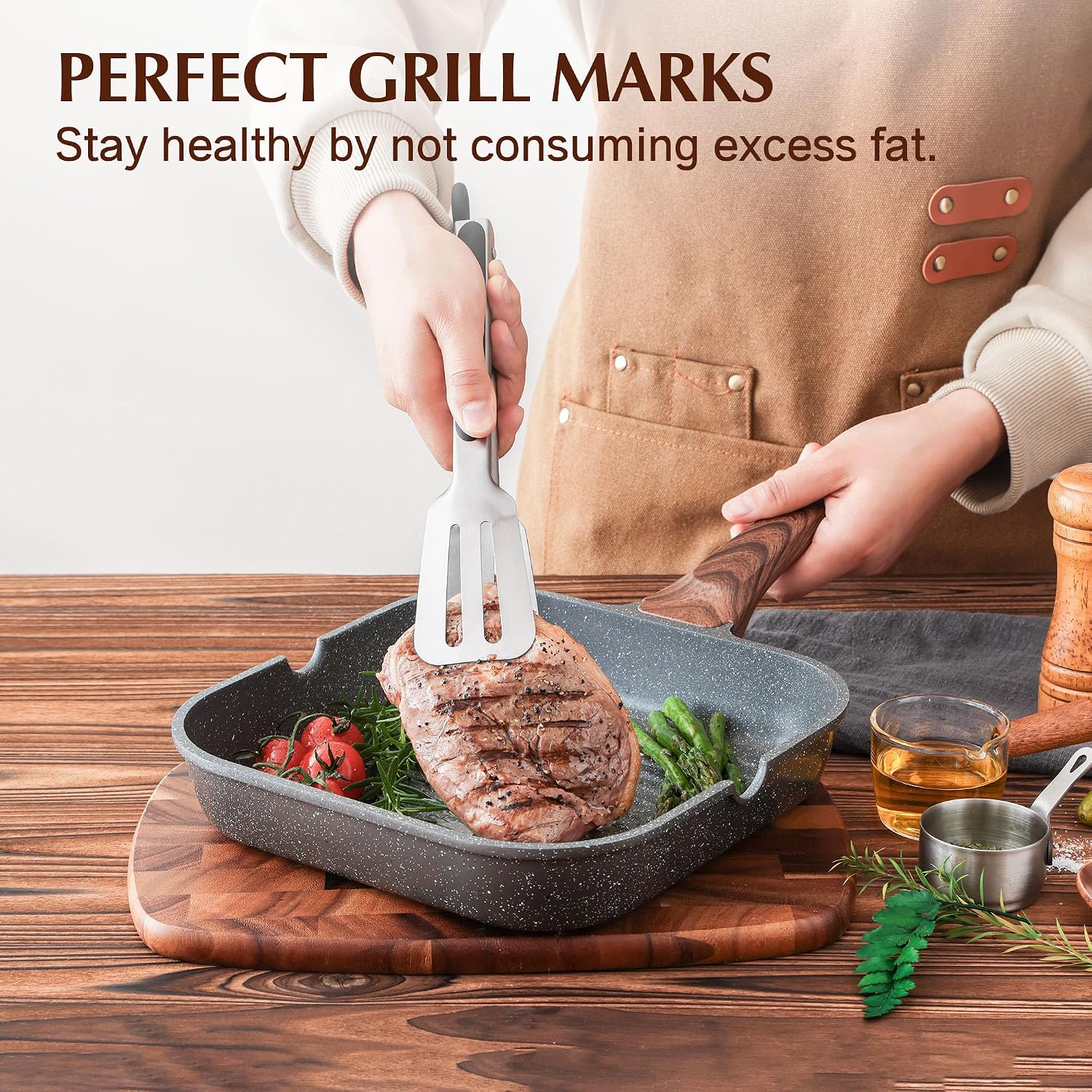 SENSARTE Nonstick Griddle Grill Pan, Pro-Grid Reversible Grill & Griddle Pan, Two Burner Cast Aluminum