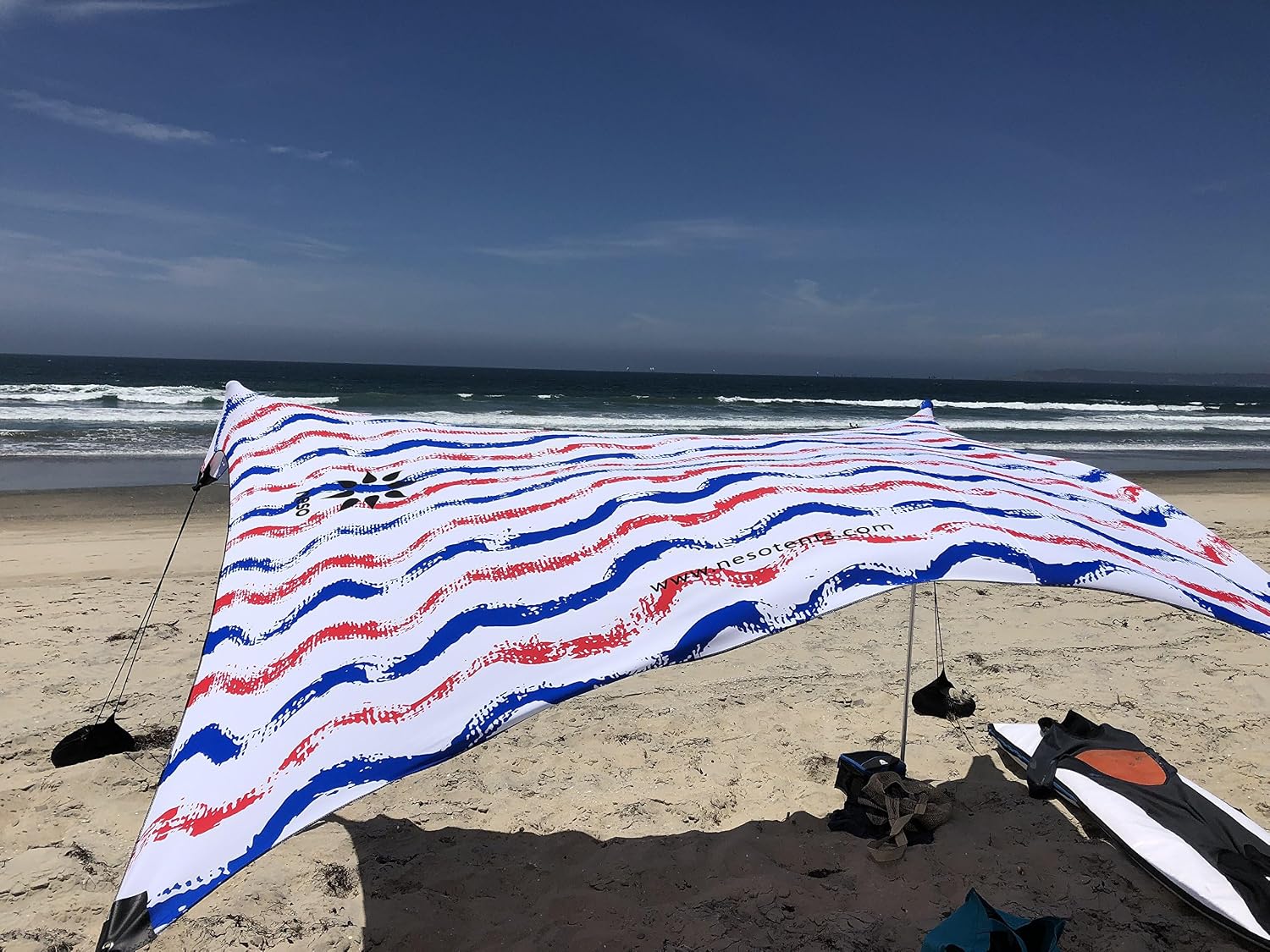 Neso Portable Beach Tent Sun Shelter with Sand Anchor - Lightweight Beach Shade Canopy - Easy Setup for Family Outings - Patented Reinforced Corners - UPF 50+ Sun Protection - 7 x 7ft - White