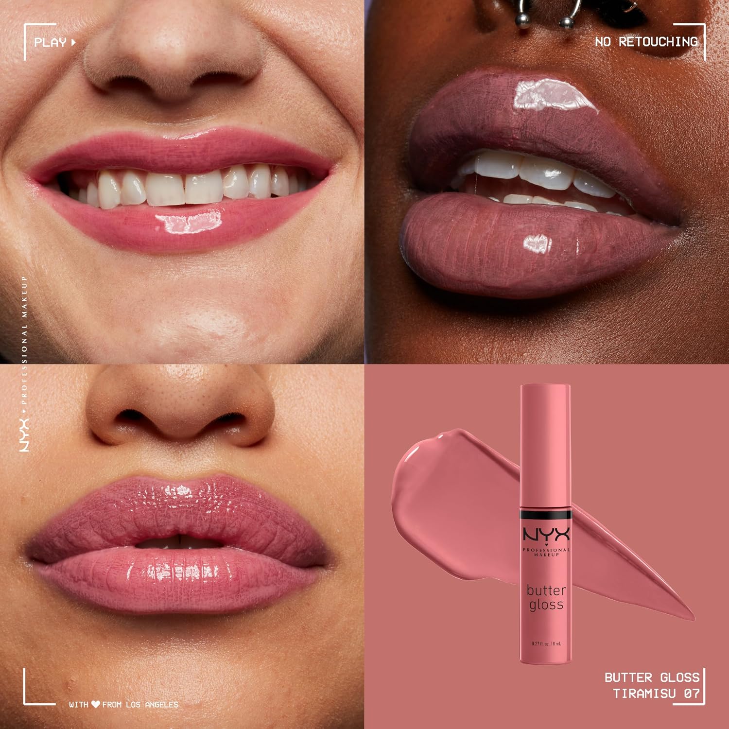 NYX PROFESSIONAL MAKEUP Butter Gloss, Non-Sticky Lip Gloss - Praline (Deep Nude)