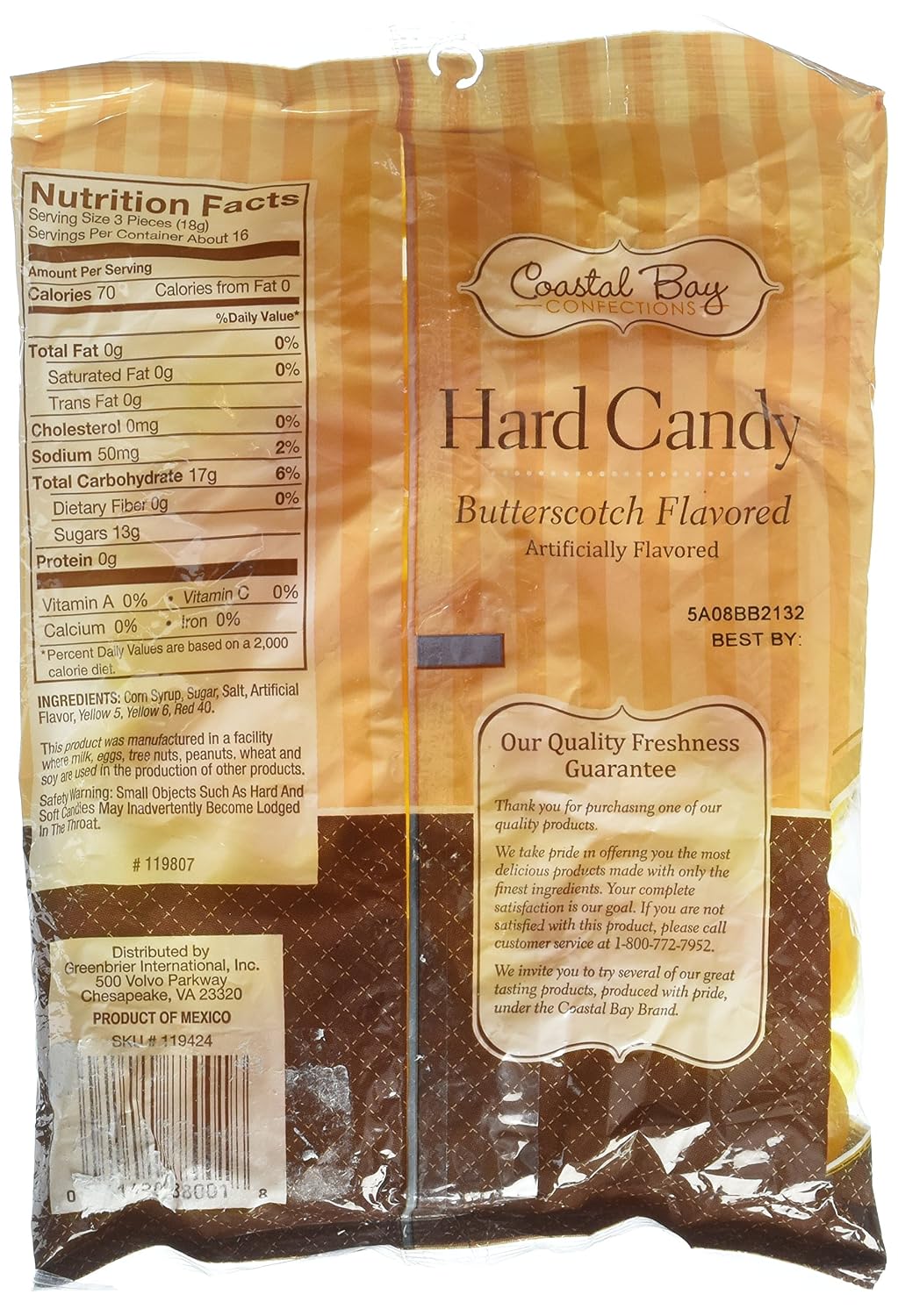 Coastal Bay Butterscotch Hard Candy 10 Oz Bag