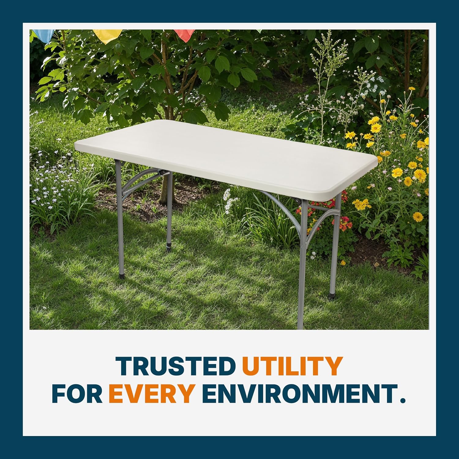OEF Furnishings OEFBT2448 Utility Series Heavy-Duty Premium Commercial-Grade Indoor/Outdoor Folding Table (24 x 48 in, Rectangular