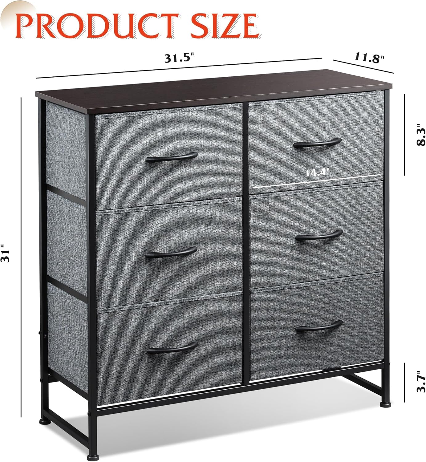 WLIVE Dresser for Bedroom with 6 Drawers, Light Grey