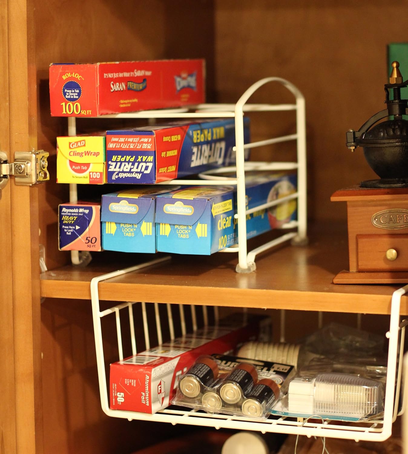 Deco Brothers Wrap Organizer Rack for Kitchen Cabinet, 3 Tier, Bronze | for Small / Standard Box, Height Clearance 2-1/2"