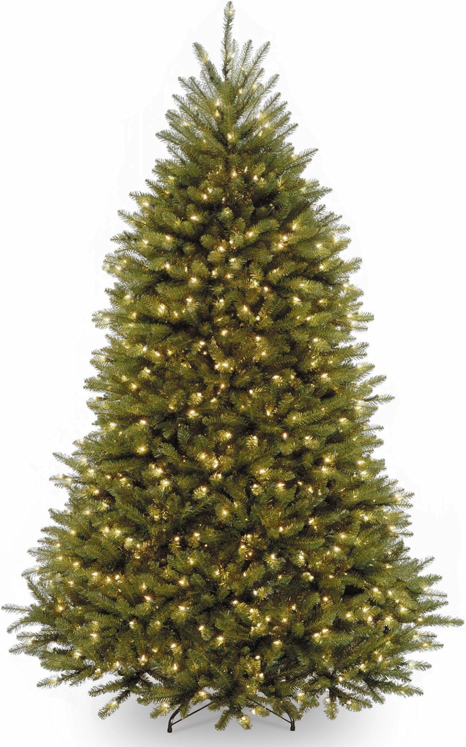 National Tree Company 7.5 ft Pre-Lit Dunhill Fir Artificial Christmas Tree, 600 Warm White LED Lights, 2, 189 Tips, Includes Stand