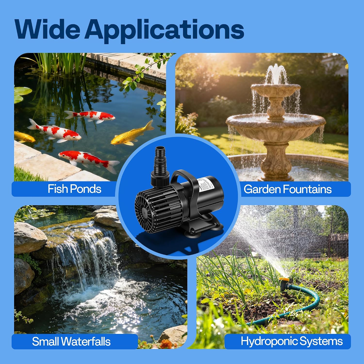 VIVOHOME 100W Pond Pump, 1600GPH Submersible Water Pump for Koi Pond