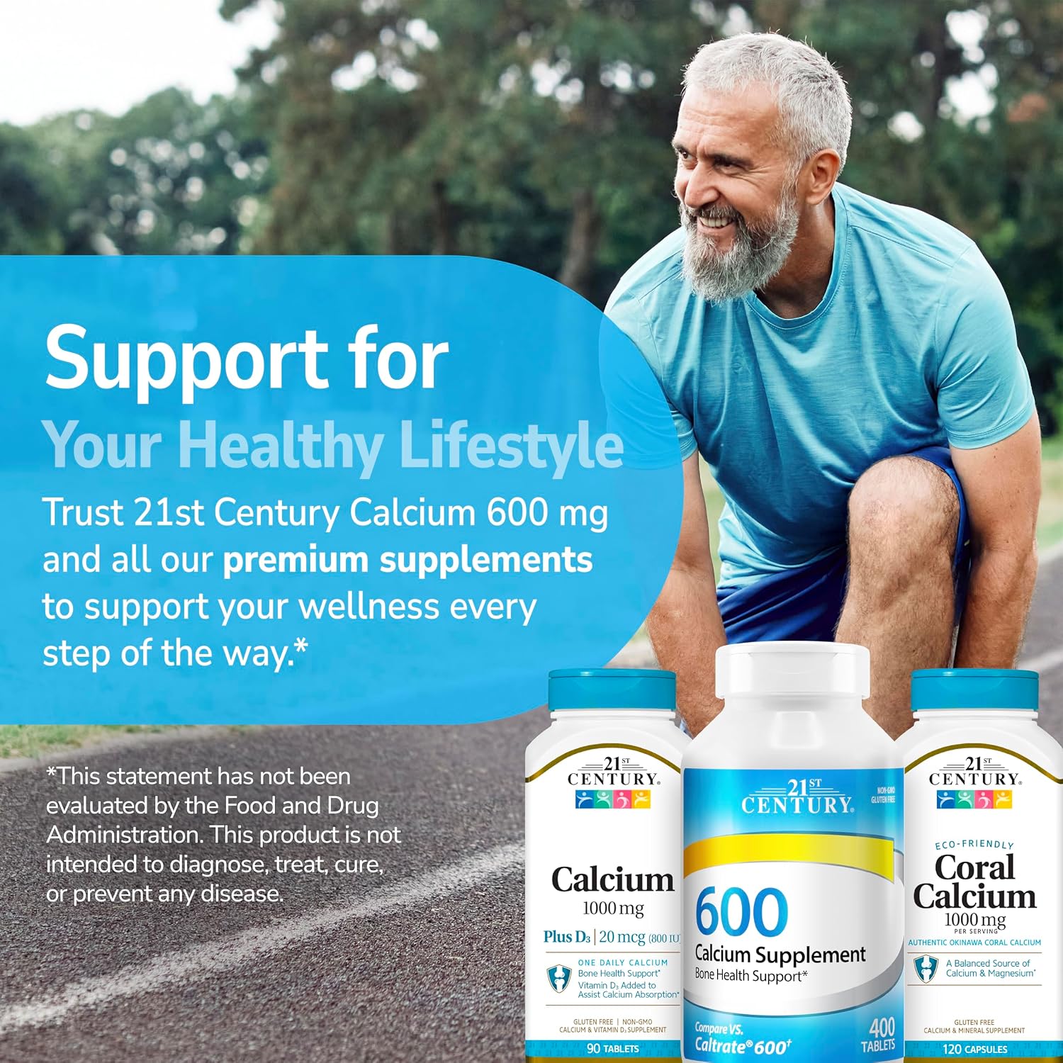 21st Century Calcium 600mg Tablets, Bone Strength Support, 75 Count | Calcium Carbonate 600 mg, Compare VS. Caltrate® 600, Bone Strength & Density Support, Vegan-Friendly, Non-GMO, Gluten Free