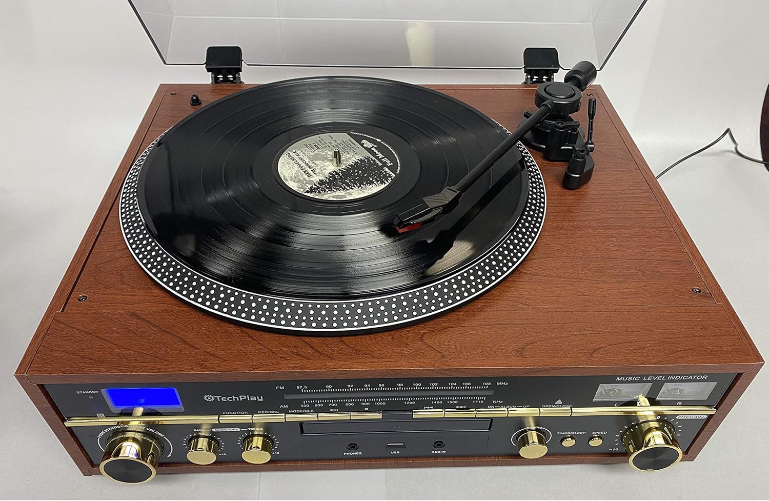 TechPlay Commander, Turntable w/Pitch Control, CD Player, Amplifier W/VU Meter, Bluetooth and USB Recording