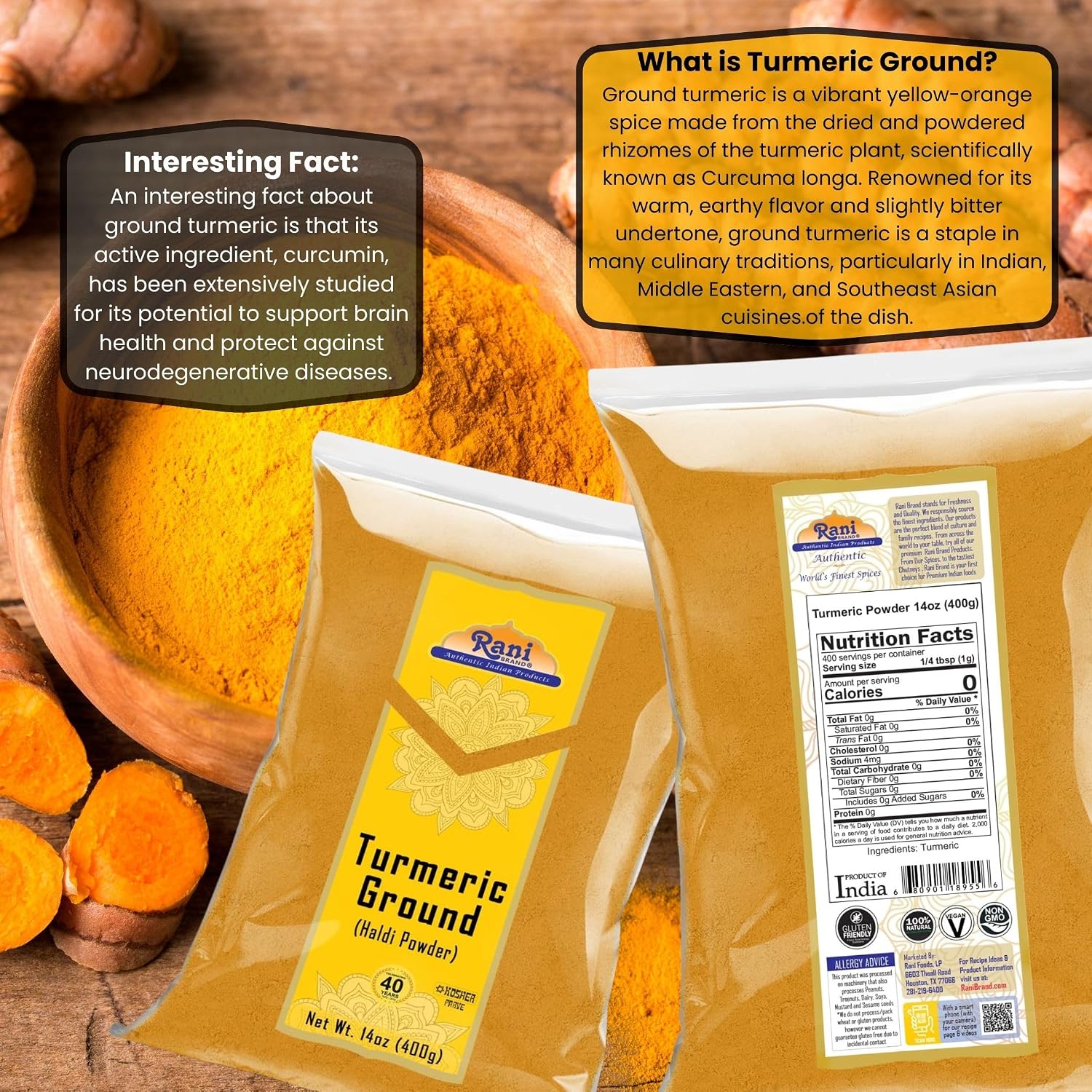 Rani Turmeric (Haldi) Root Whole Spice, Dried 7oz (200g) ~ All Natural | 100% Pure | Vegan | Gluten Friendly | NON-GMO | Kosher | Indian Origin