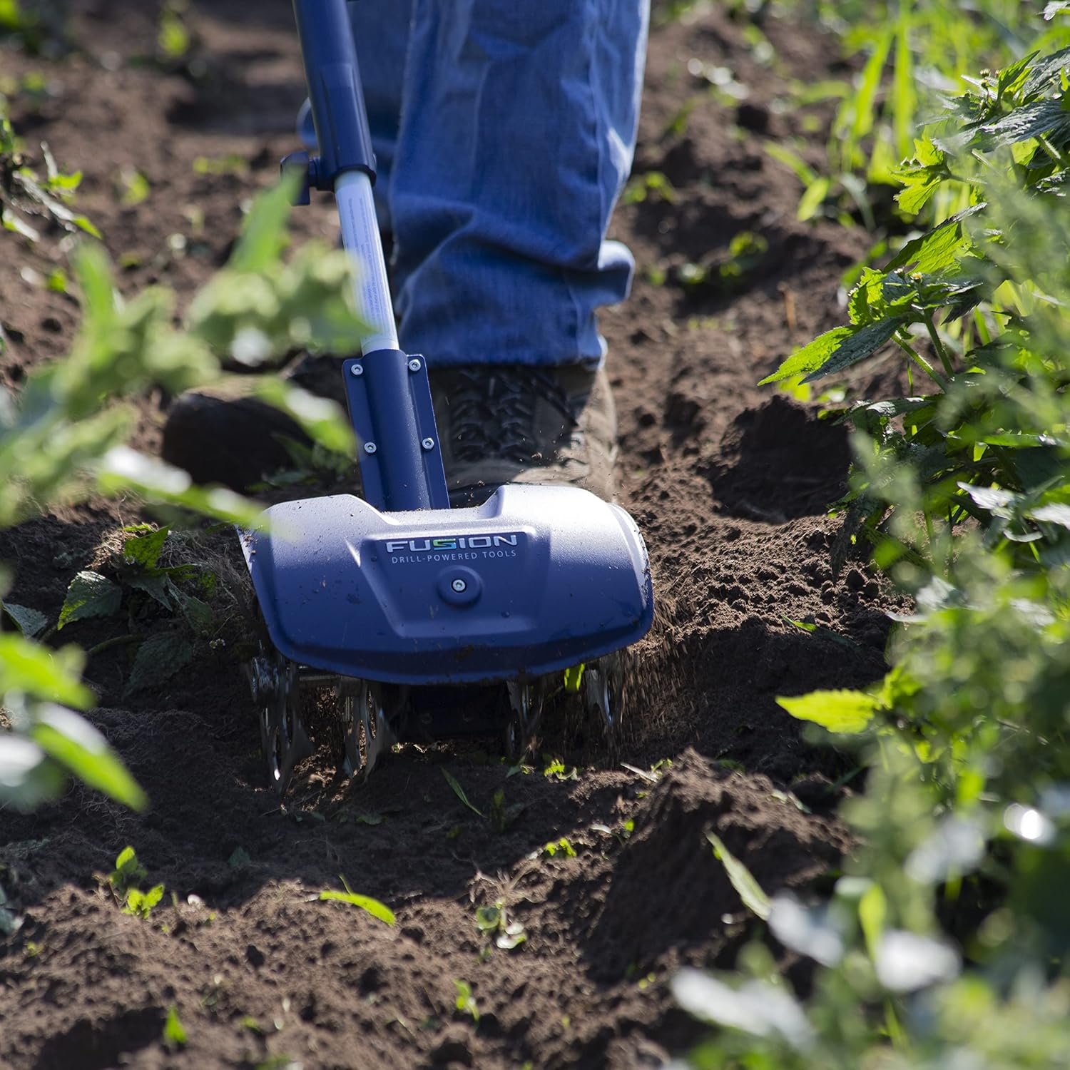 Fusion Drill-Powered Cultivator, Adjustable Tilling Width Up To 8”, Tilling Depth Up To 5.5”, Compatible With Most Cordless Drills