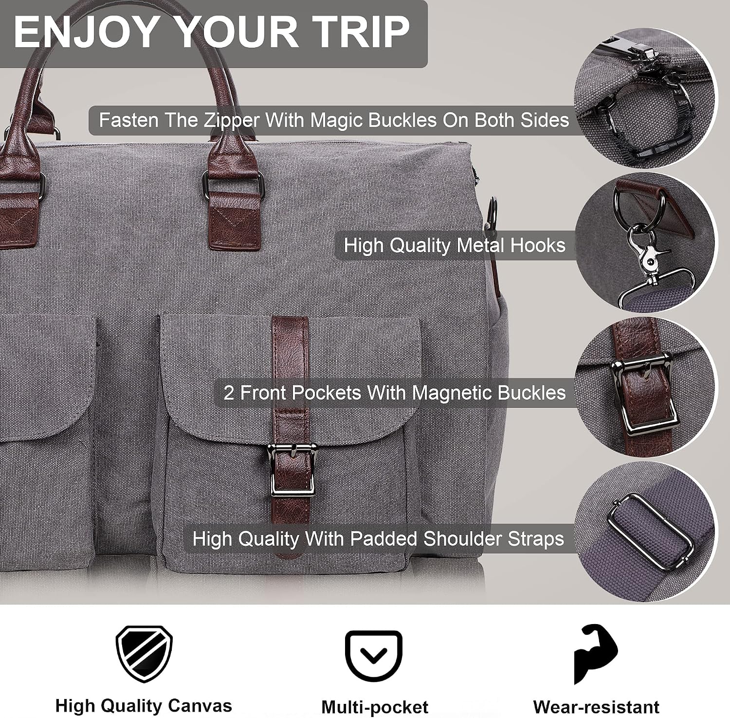 seyfocnia Convertible Travel Garment Bag,Carry on Garment Duffel Bag for Men Women - 2 in 1 Hanging Suitcase Suit Business Travel Bag