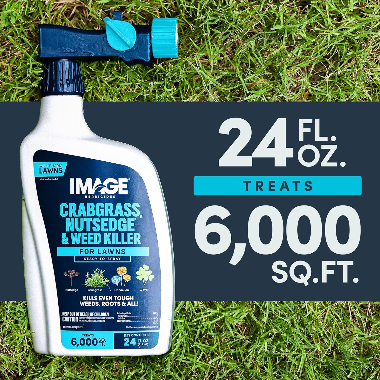 Image Herbicide Crabgrass, Nutsedge, & Weed Killer for Lawns 24 fl oz | Ready-to-spray weed spray, water based formula