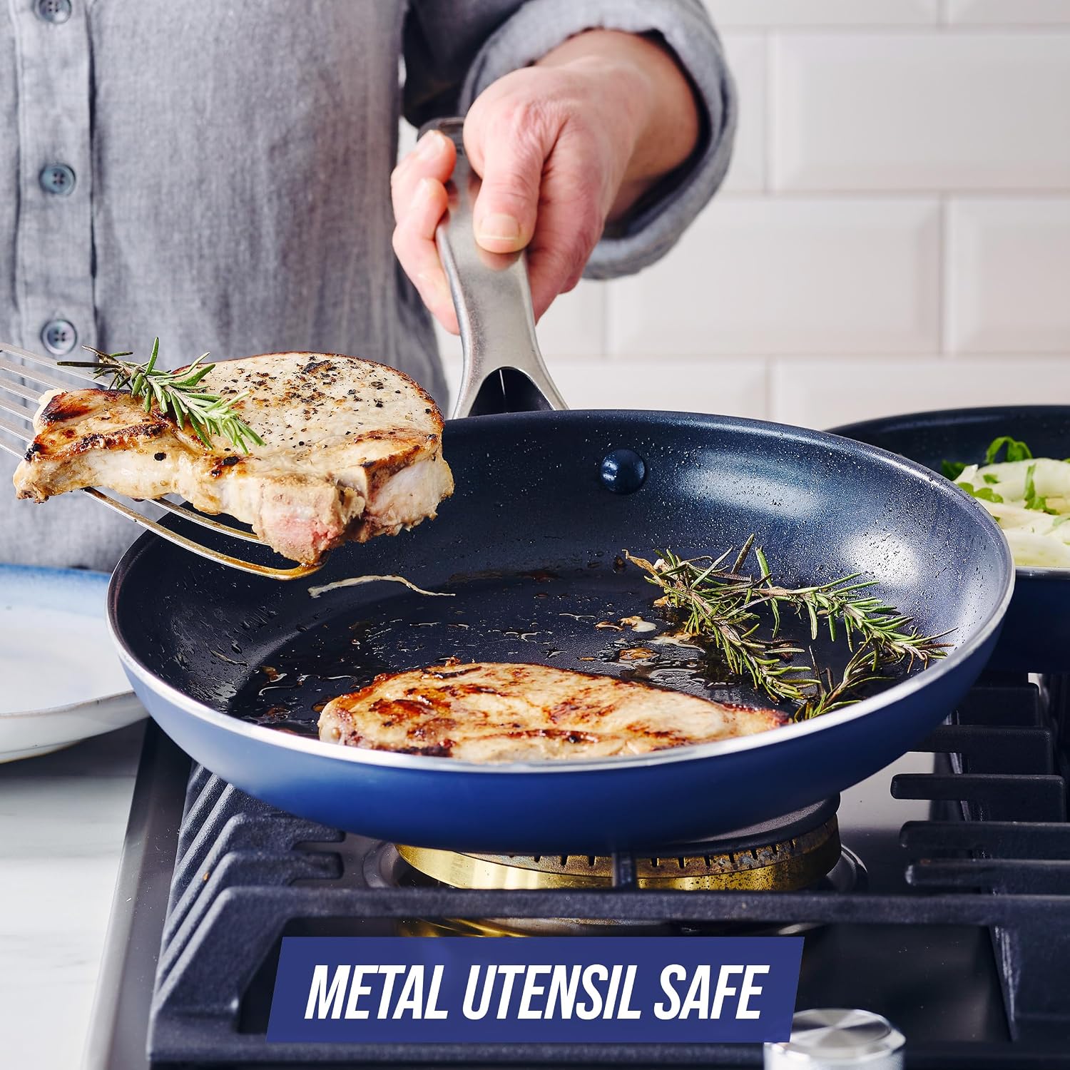 Blue Diamond Cookware Diamond Infused Ceramic Nonstick 8" Frying Pan Skillet, Induction, PFAS-Free, Dishwasher Safe, Oven Safe, Blue