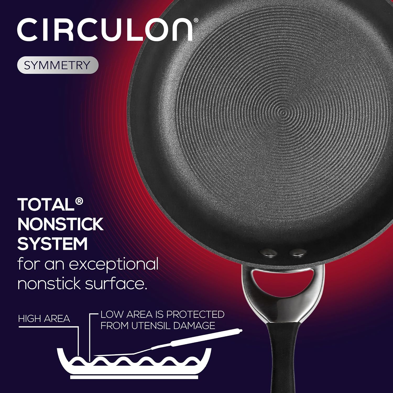 Circulon Symmetry Hard Anodized Nonstick Induction Frying Pan, 8.5-Inch Fry Pan, Black