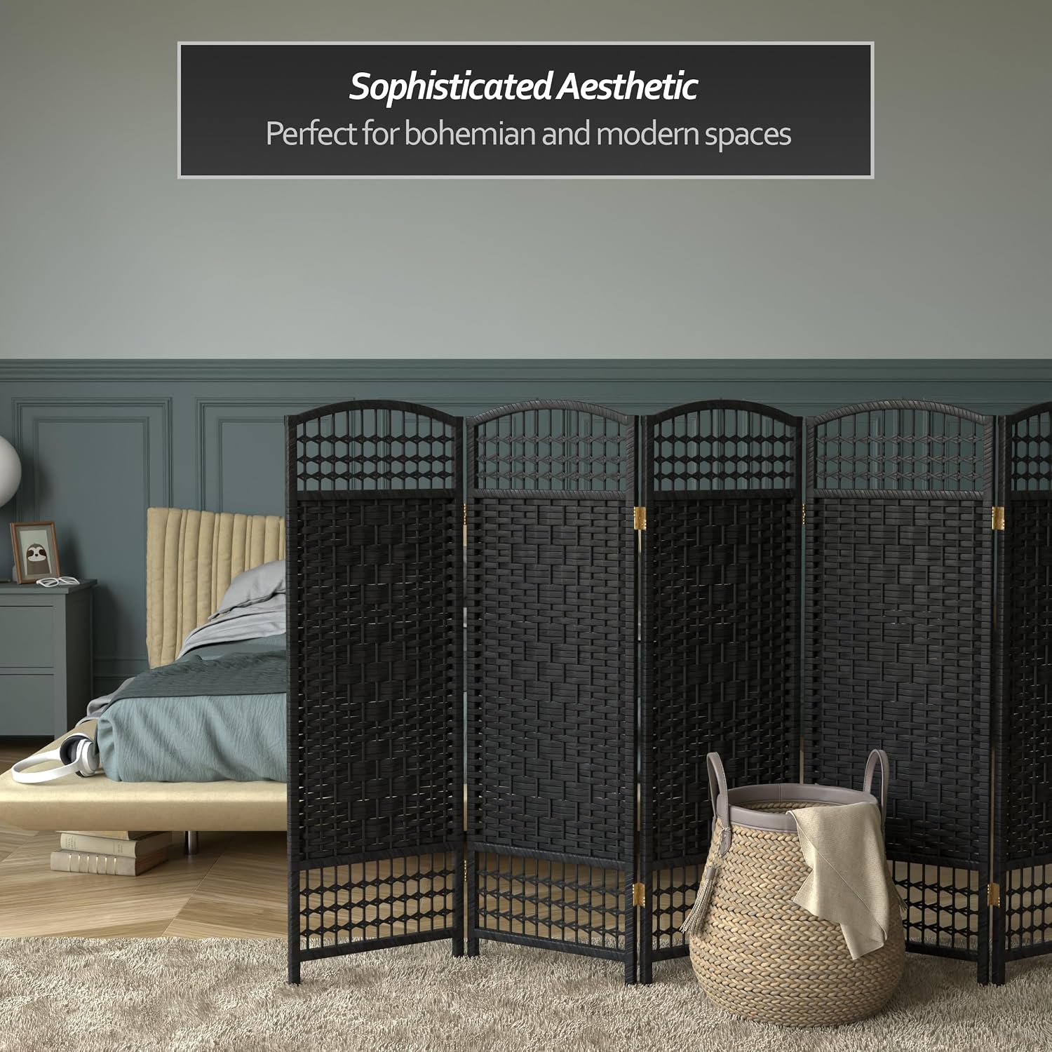 4 ft. Short Fiber Weave Folding Screen - Natural - 4 Panels