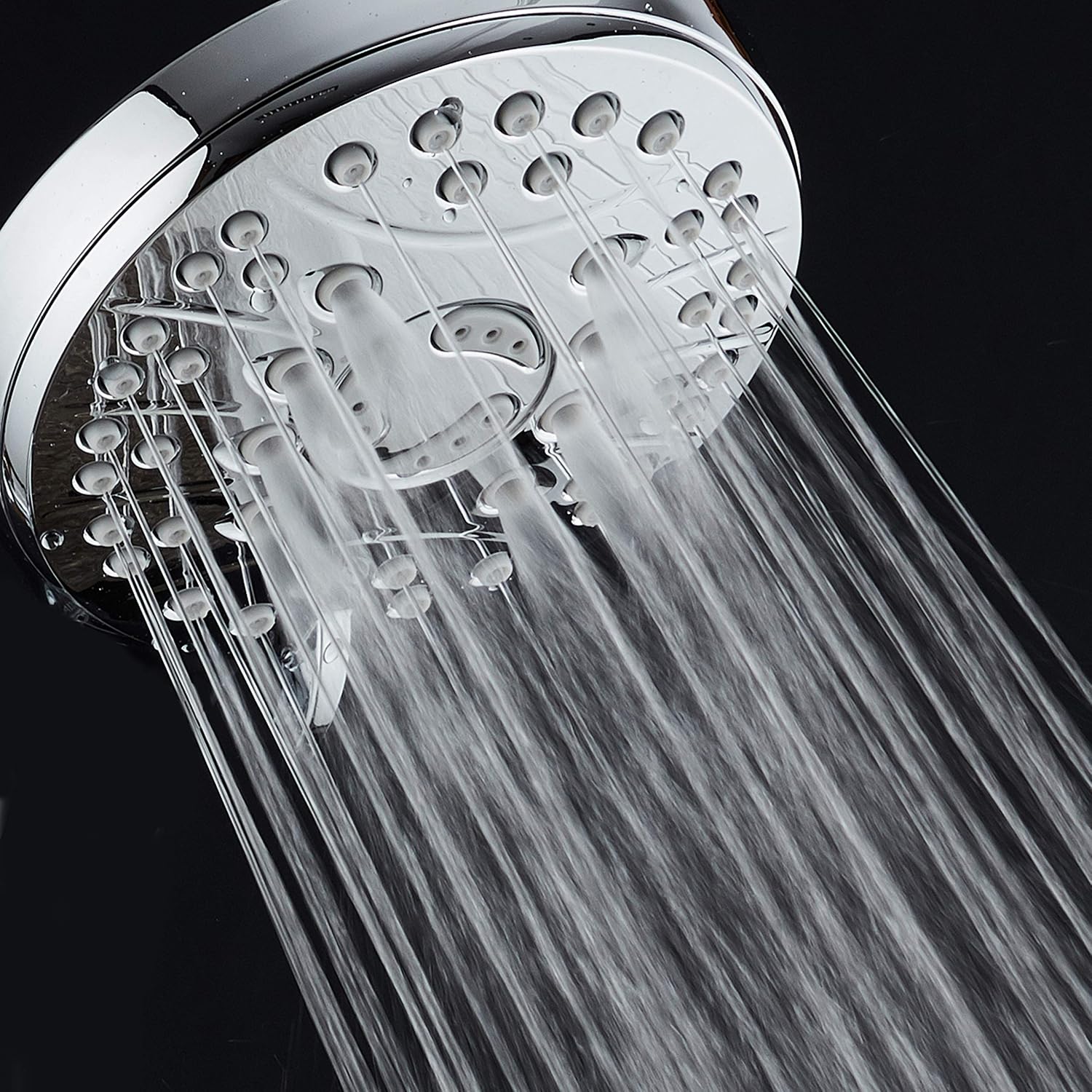 High Pressure 6-setting Luxury Rain Shower Head – Extra Large Face – Anti Clog Jets – Solid Brass Connection Ball Joint – Angle Adjustable