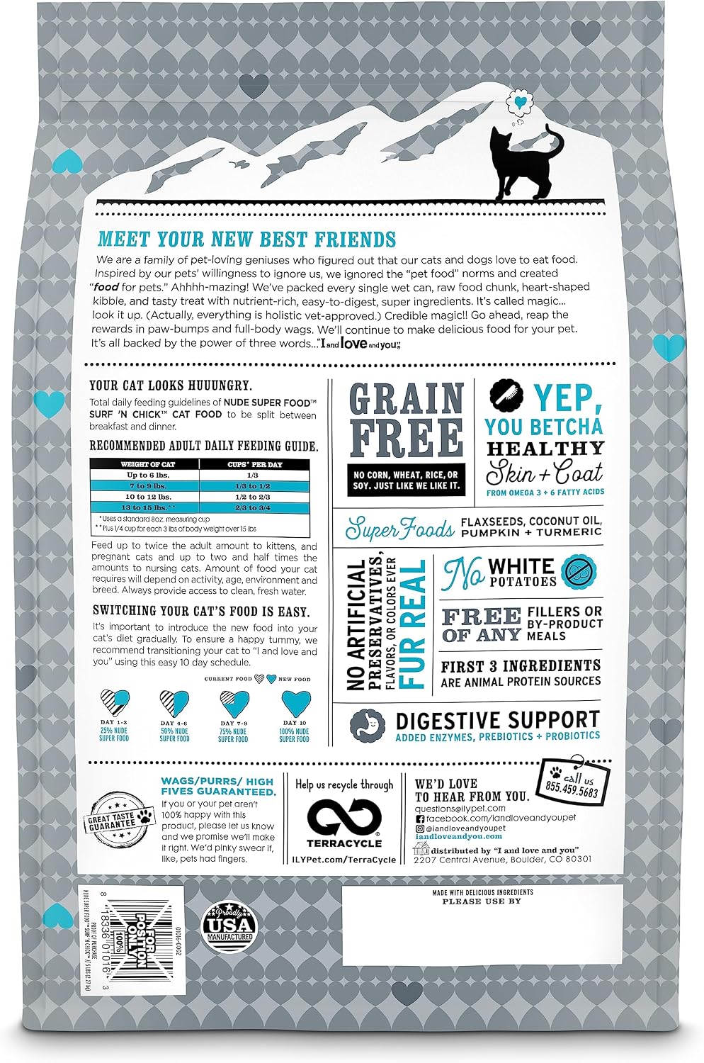 I and love and you Nude Super Food Dry Cat Food - Turkey + Chicken - Grain Free, High Protein, No Fillers, Superfoods, 5lb Bag