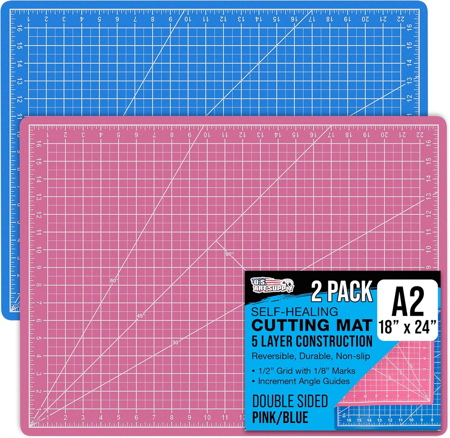 U.S. Art Supply 18" x 24" Self-Healing Cutting Mat 5-Ply - Double-Sided Green/Black Craft Mat, Non-Slip Cutting Mats for Crafts, Sewing, Quilting, Scrapbooking | Double-Sided Green/Black Craft Mat, Non-Slip Cutting Mats for Crafts, Sewing, Quilting, Scra…
