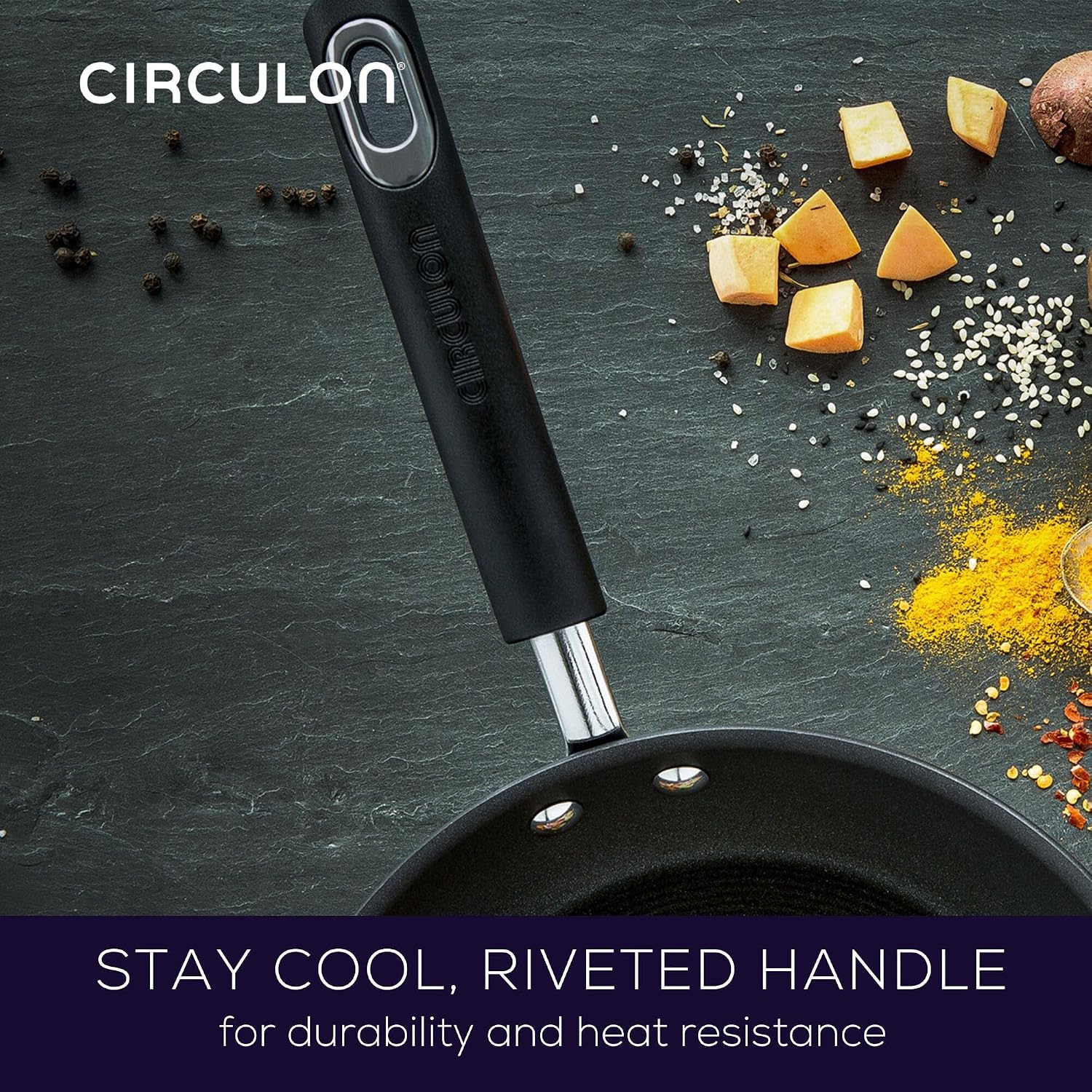 Circulon - Total - Saute Pan with Lid 28cm - Durable Non Stick - Hard Anodised - Induction - Oven and Dishwasher Safe - Lifetime Guarantee