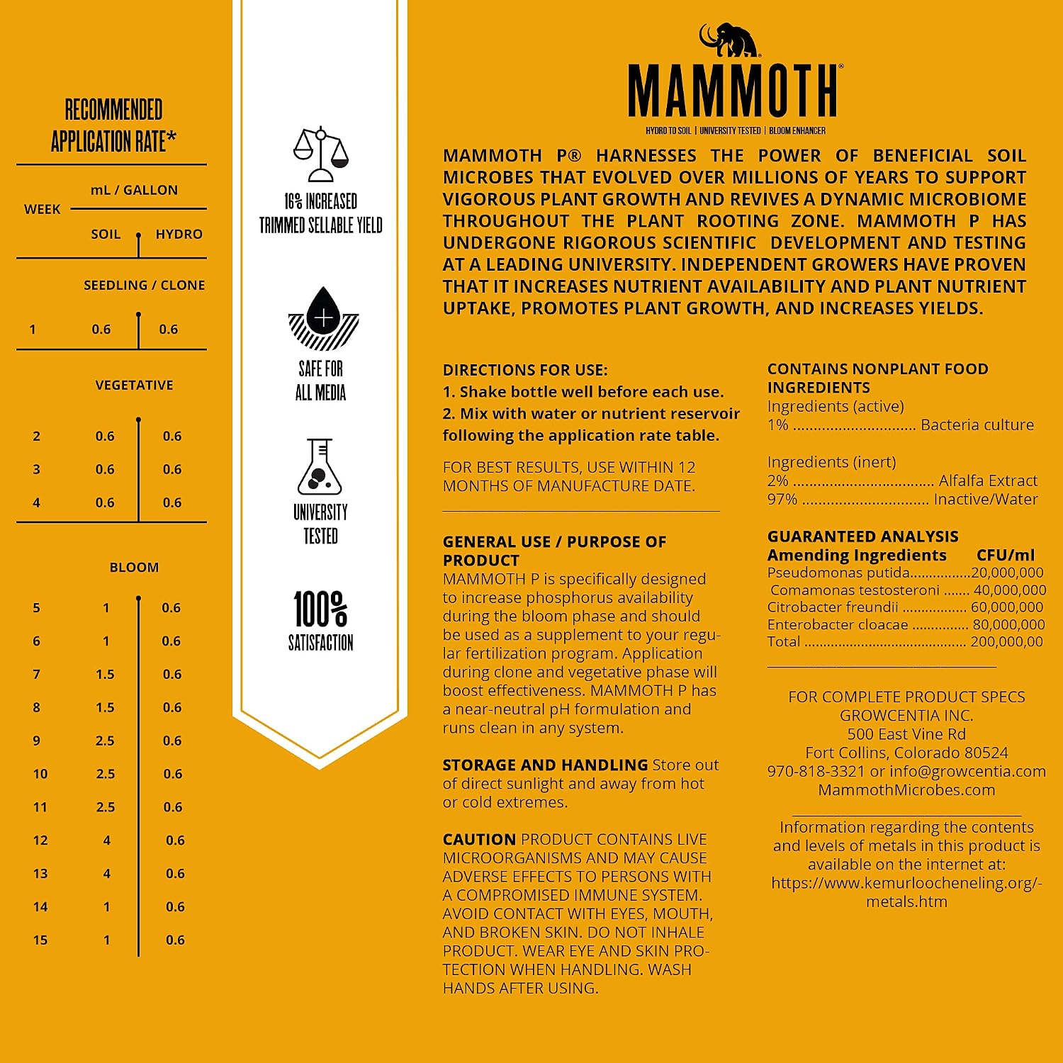 Mammoth Organic Bloom Booster | Mammoth P Organic Fertilizer Microbial Inoculant | 16% Proven Increase in Yield (250 ml)
