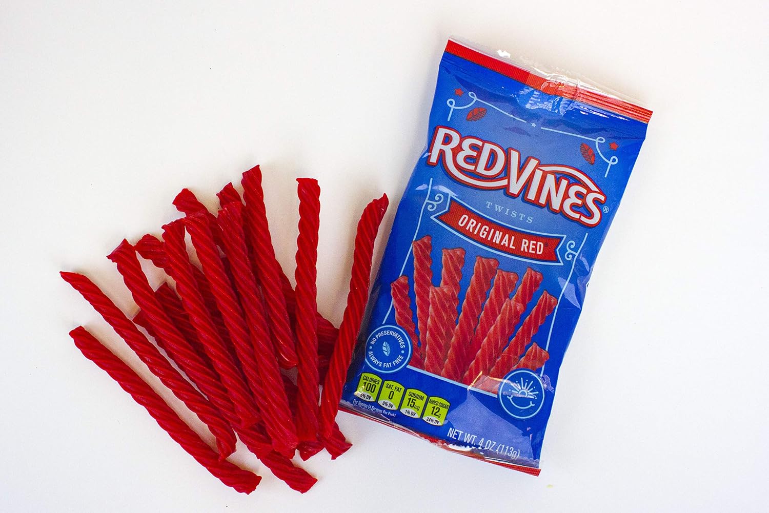 Red Vines Licorice Twists, Original Red Flavor, Soft & Chewy Candy, 4 Ounce (Pack of 24)