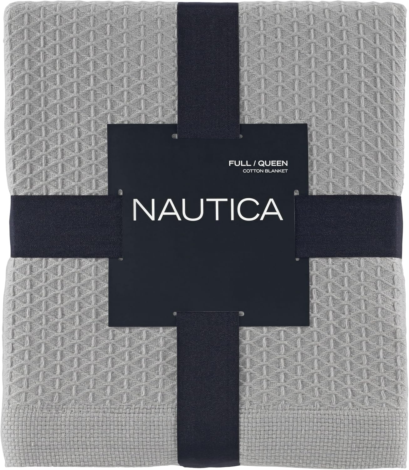 Nautica - Queen Blanket, Diamond Weave Cotton Bedding, Medium-Weight for All Seasons, Oeko-Tex Certified (Baird Navy)