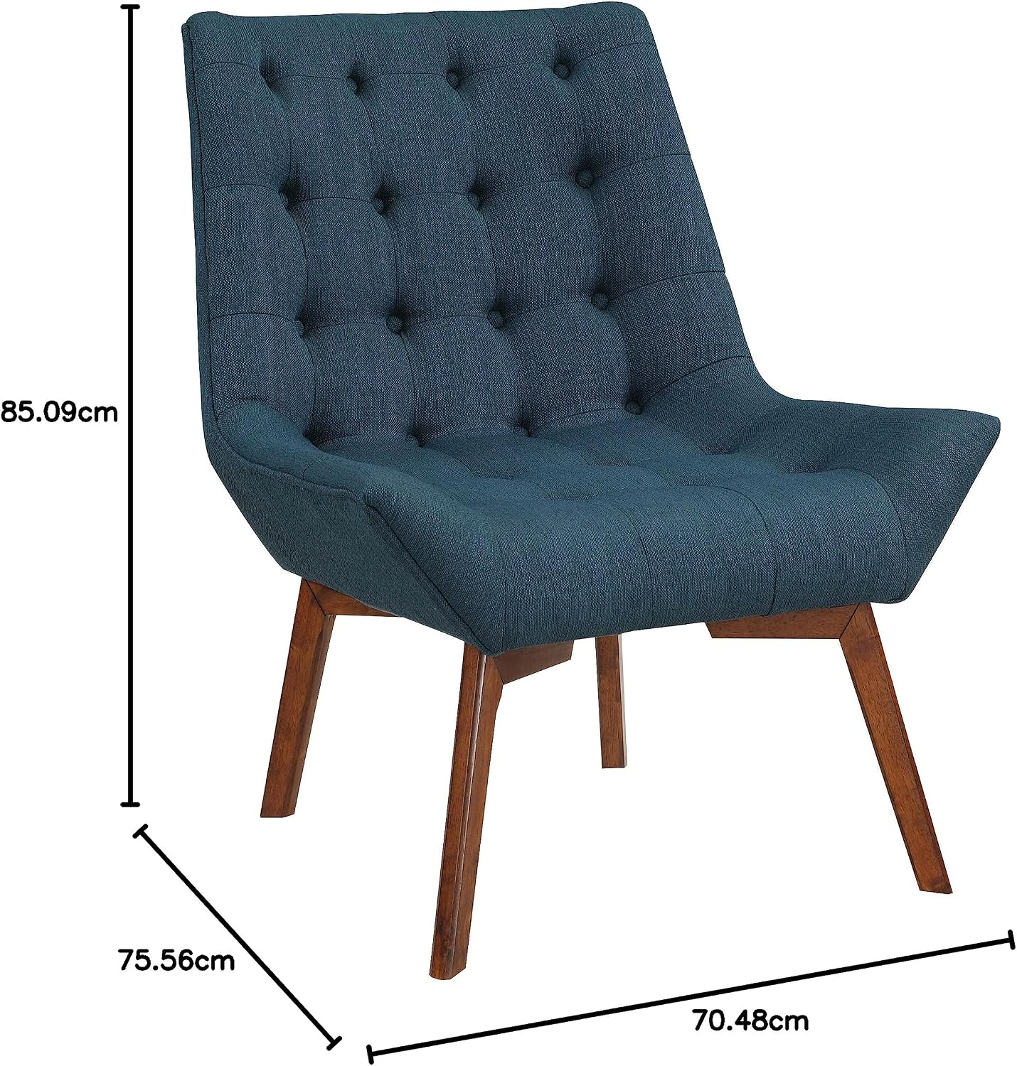 OSP Home Furnishings Shelly Mid-Century Modern Button Tufted Accent Chair with Solid Wood Sculpted Frame