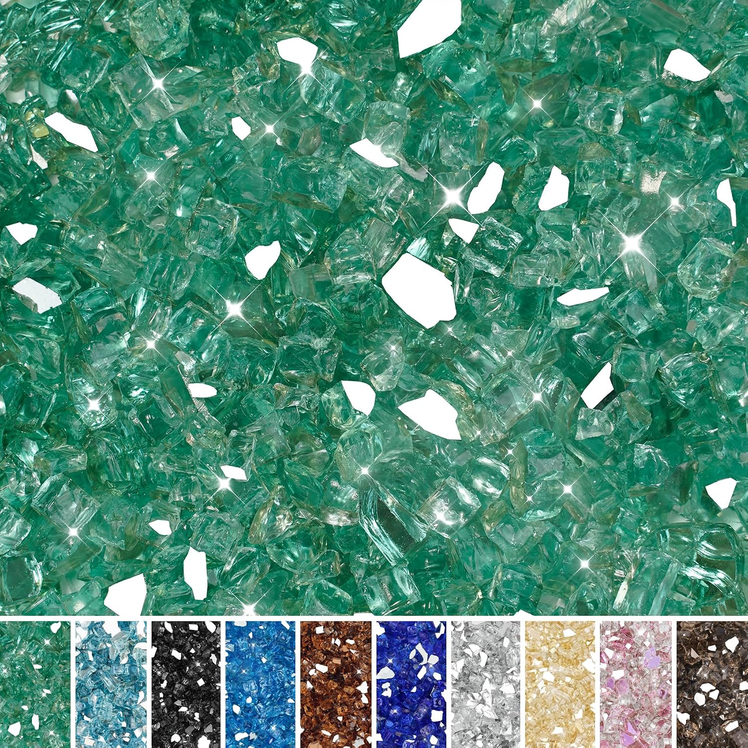 Skyflame Aqua Blue Fire Pit Glass for Propane Gas Fireplace, 10LB