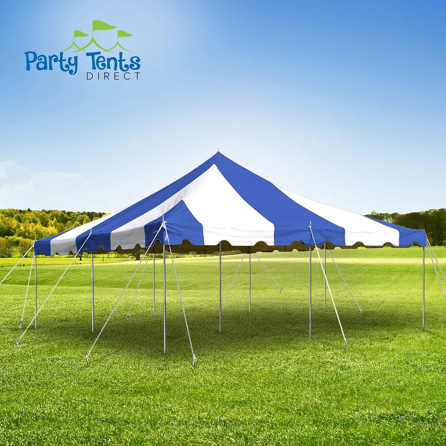 20’ x 20’ Weekender Canopy Pole Tent, Indoor and Outdoor Heavy Duty Easy Up, 80 Person Capacity Tent for Parties, Weddings, and Events, Commercial and Residential Use, PVC White Top | Easy Up Weekender Canopy Tent With 80 Person Capacity - Outdoor Canopi…