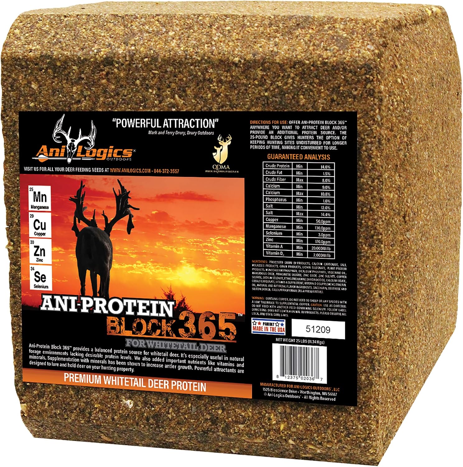 ANI-Protein Block 365 - Long-Lasting Deer Protein Block - Set-and-Forget Deer Attractant to Support Herd Health & Antler Growth - 25 lb