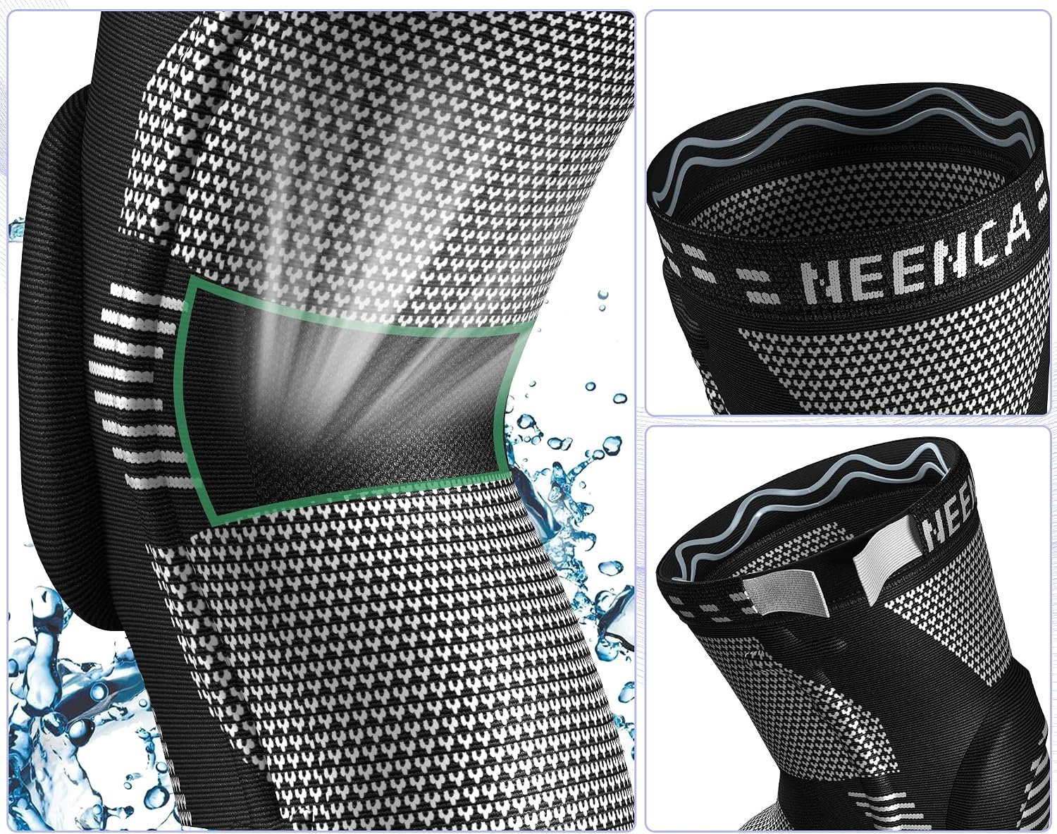 NEENCA Knee Braces for Knee Pain Relief, Compression Knee Sleeves with Patella Gel Pad & Side Stabilizers, Knee Support for Weightlifting, Running