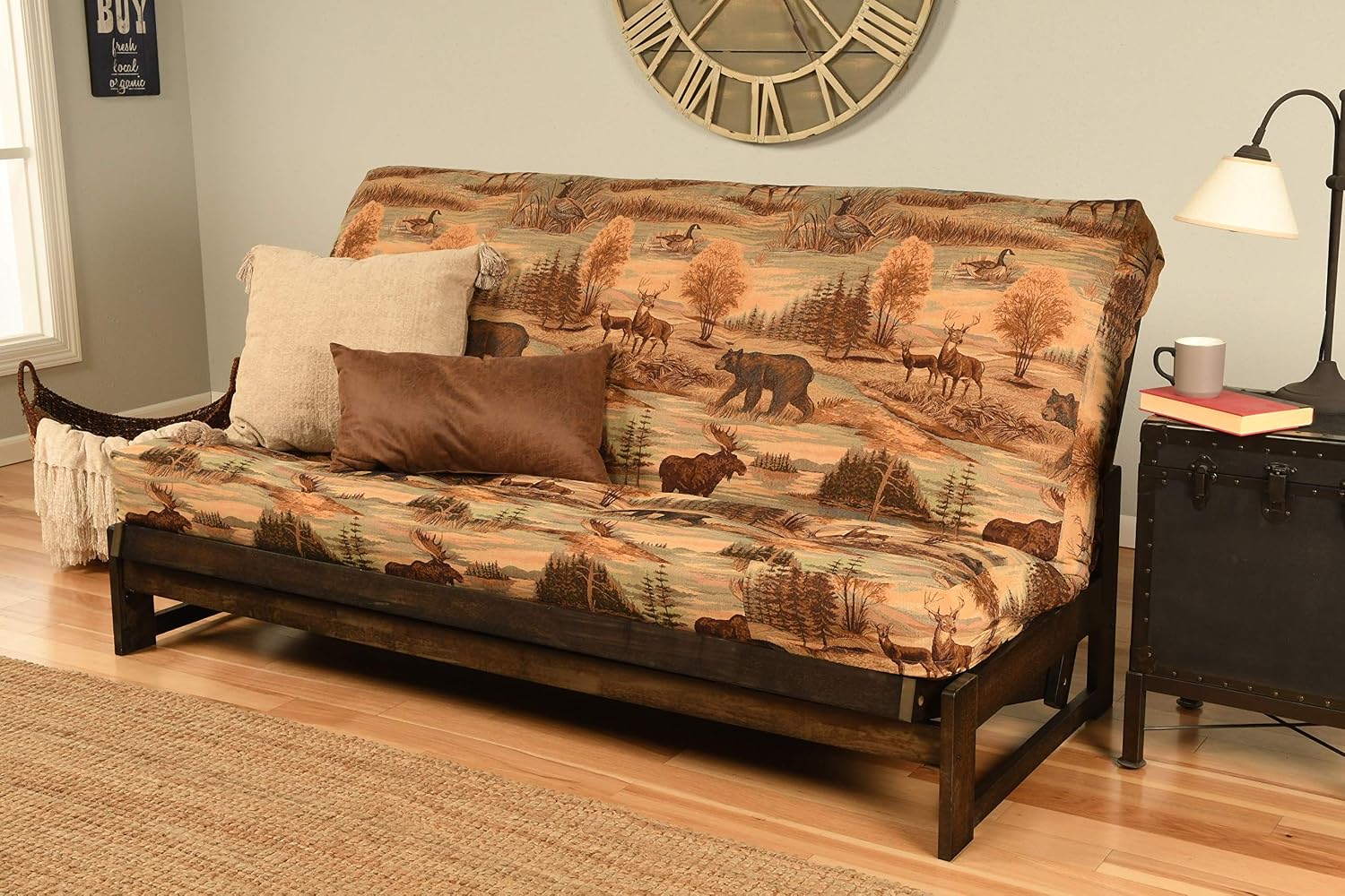Kodiak Furniture Aspen Futon Set with Reclaim Mocha Finish, Suede Black