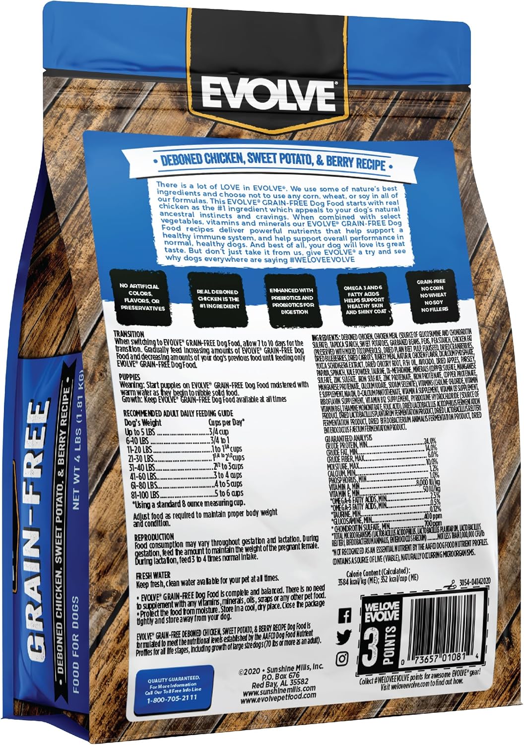 Evolve Grain Free Deboned Duck, Sweet Potato & Venison Recipe Dry Dog Food, 3.5 lb.