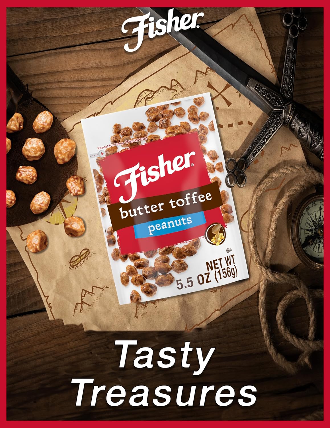 Fisher Snack Butter Toffee Peanuts, 42 Ounces (Pack of 1), No Artificial Colors or Flavors, 100% Recyclable
