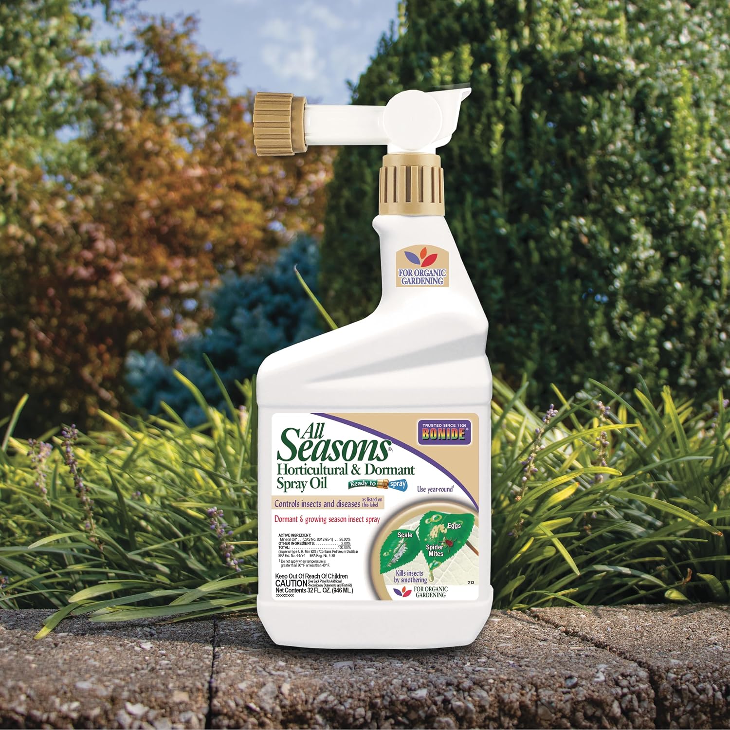 Bonide All Seasons Horticultural & Dormant Spray Oil, 32 oz Ready-to-Spray, Disease Prevention and Insect Killer for Organic Gardening