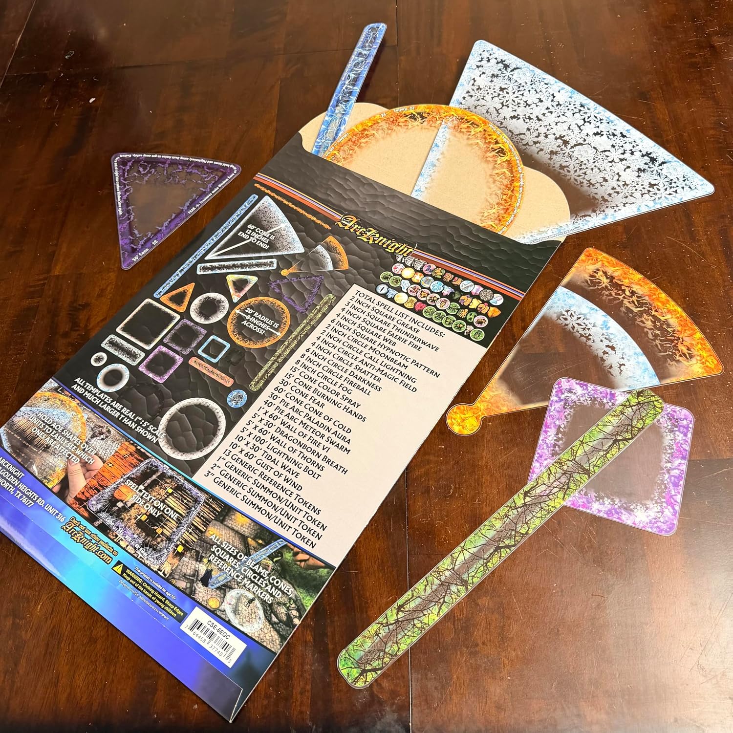 Arcknight Dungeons & Dragons Spell Effects AOE Templates - DND Accessories 24pc Complete Area of Effect Marker Set for D&D 5E - Clear Overlay