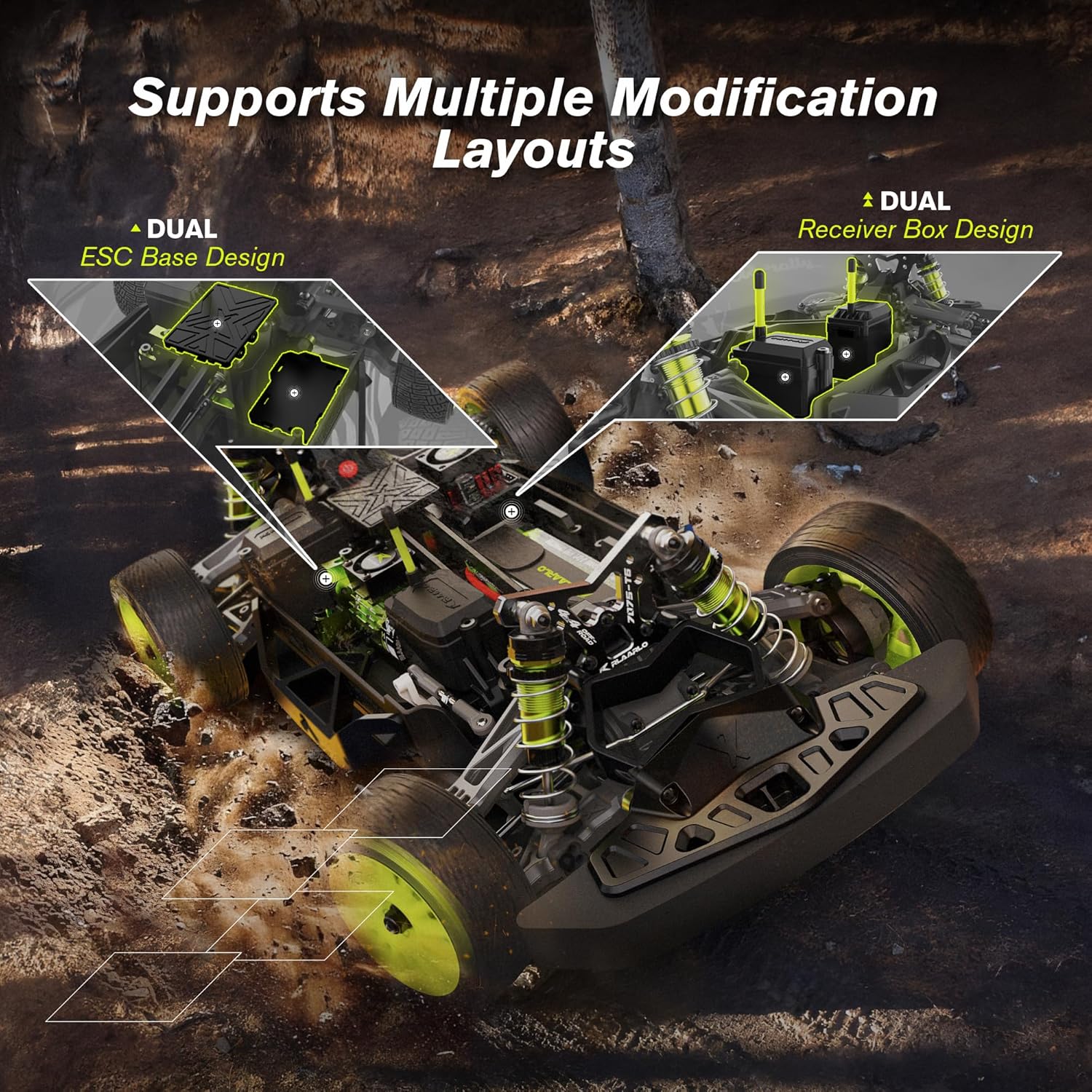 1/10 Brushless RC Cars, 50 MPH Rally Car, 4WD, Waterproof, 8+ Ages | 45A Waterproof ESC, 11KG Micro Servo, 2852 3800KV Brushless Motor, 3S Lipo