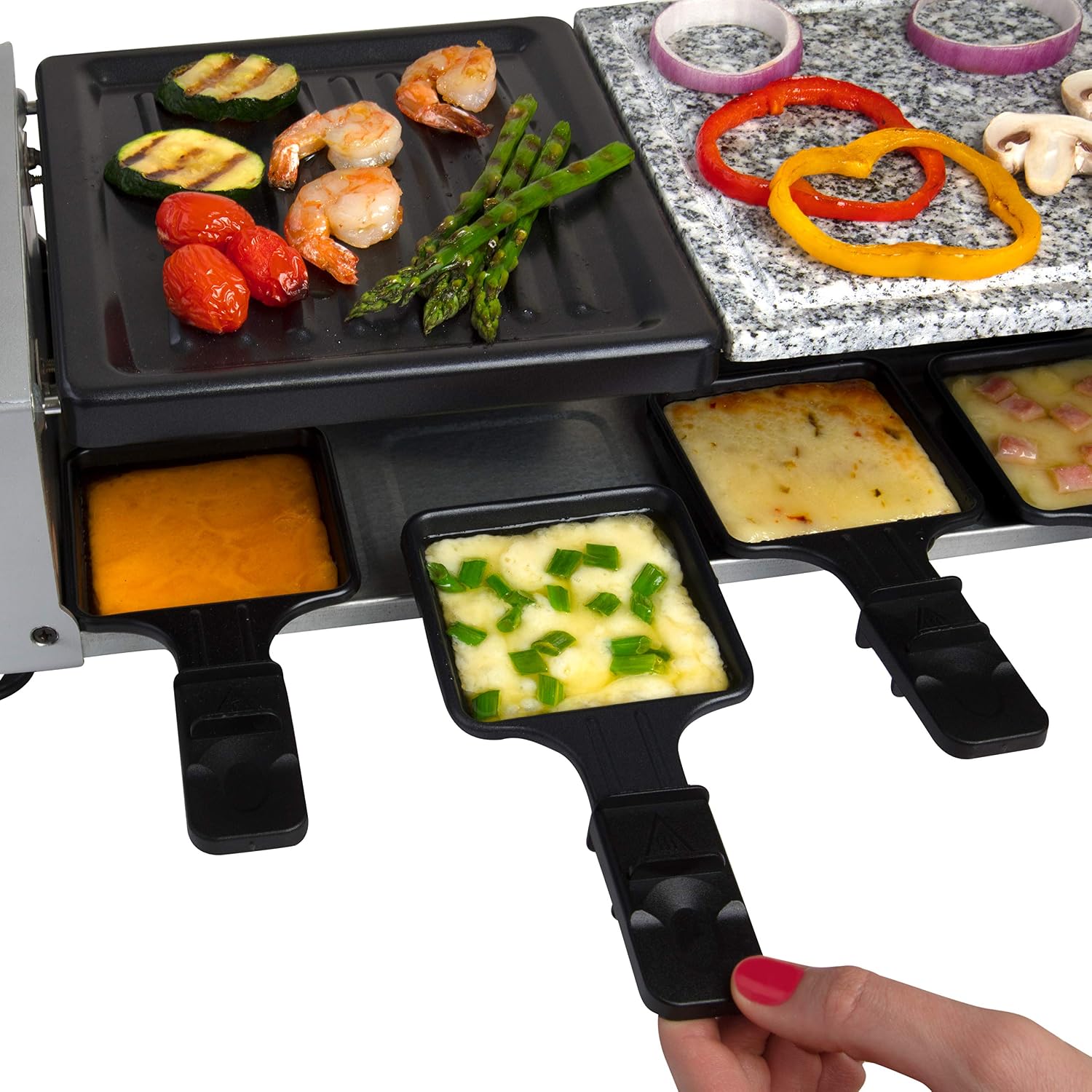 Electric Cheese Raclette Table Grill w Cooking Stone & Grilling Plate | Nonstick