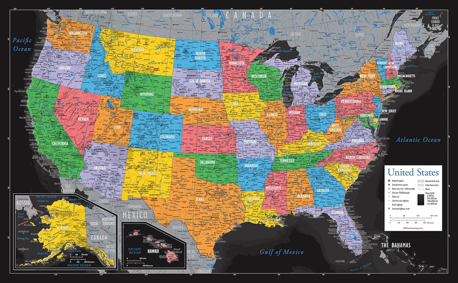 Laminated World Map & US Map Poster Set - 18" x 29" - Wall Chart Maps of the World & United States - Made in the USA - (LAMINATED, 18" x 29")
