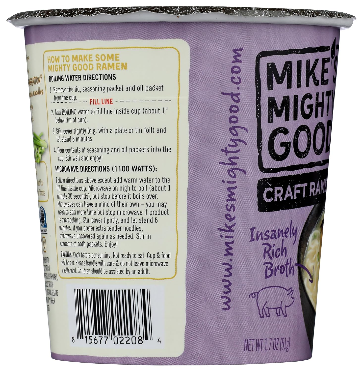 MIKES MIGHTY GOOD Organic Tonkotsu Ramen Cup, pork, 1.7 Oz